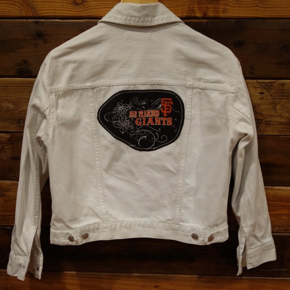 San Francisco Giants One-of-a-Kind Custom Madewell White Jean Jacket - M - Picture 1 of 6